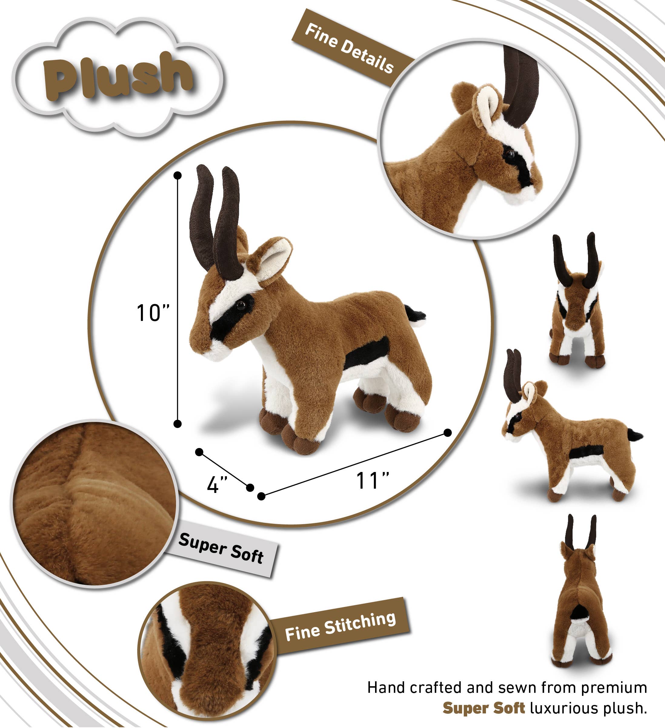 Cota Global - Vente Peluche – enfant et bébé - Peluche ultra-doux - Antilope 10"2