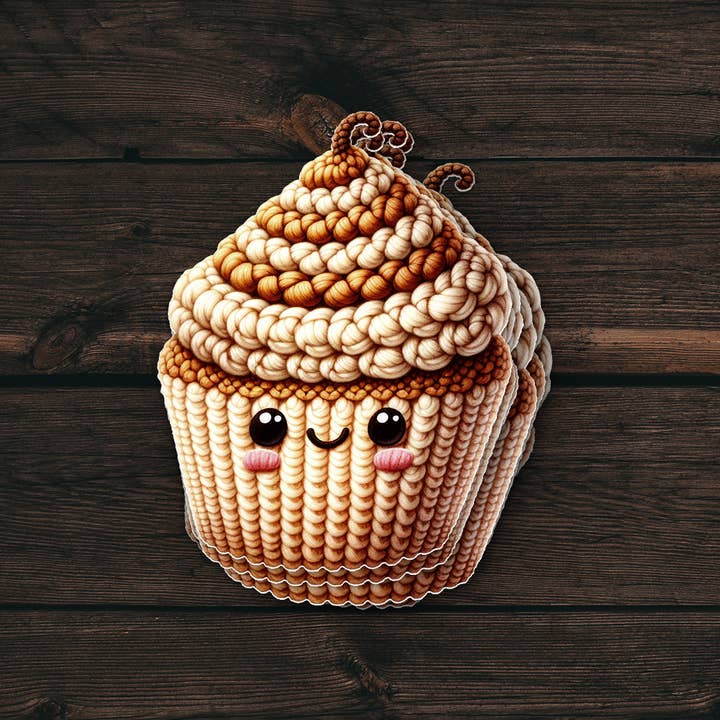 Chokladmuffinsklistermärke | Stickad stil | Vattentät för wholesale av PiggyPrintStickers