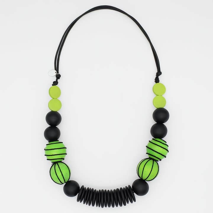 Wild Lime Mixed Media Statement Necklace for wholesale by Sylca Designs