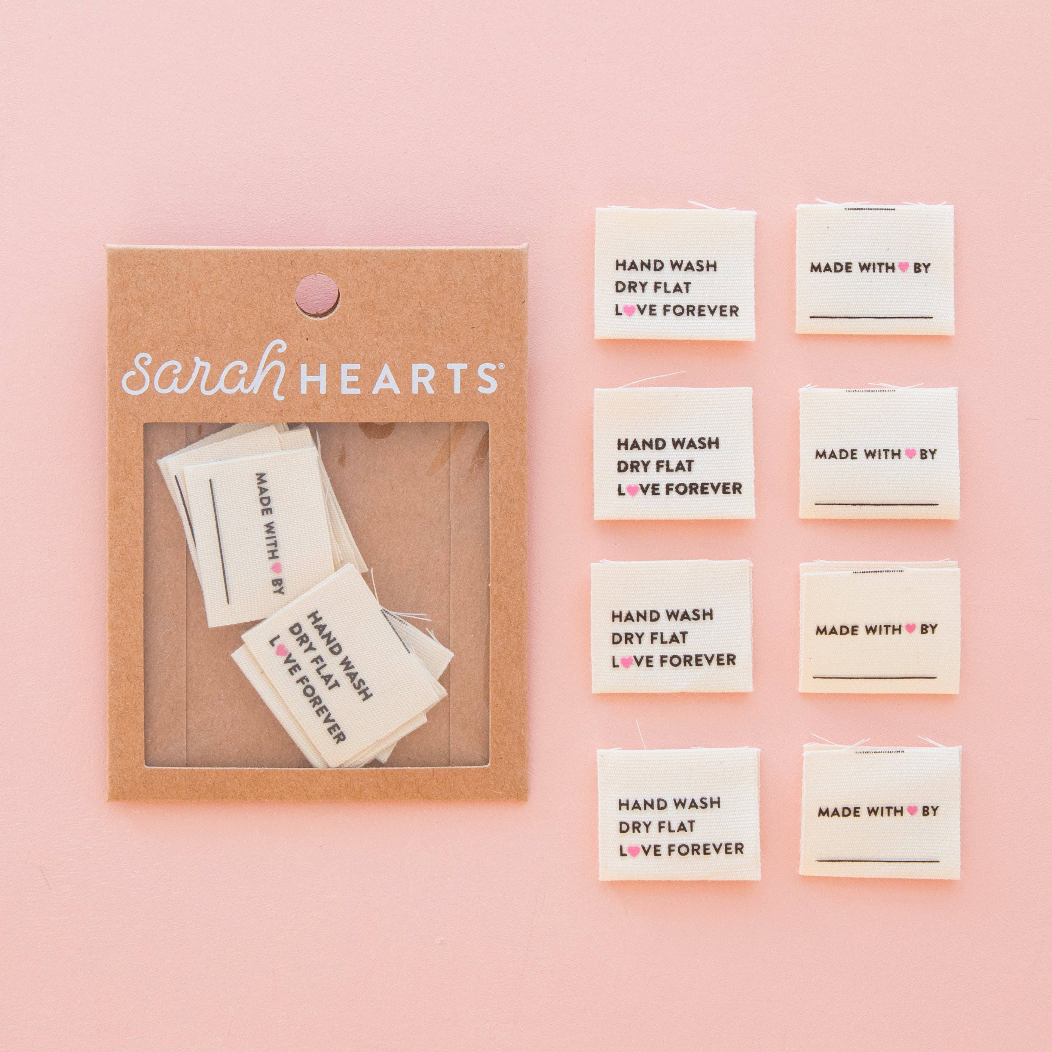 Sarah Hearts - Wholesale Craft Supplies - Hand Wash Dry Flat Organic Cotton Knitting and Sewing Labels0
