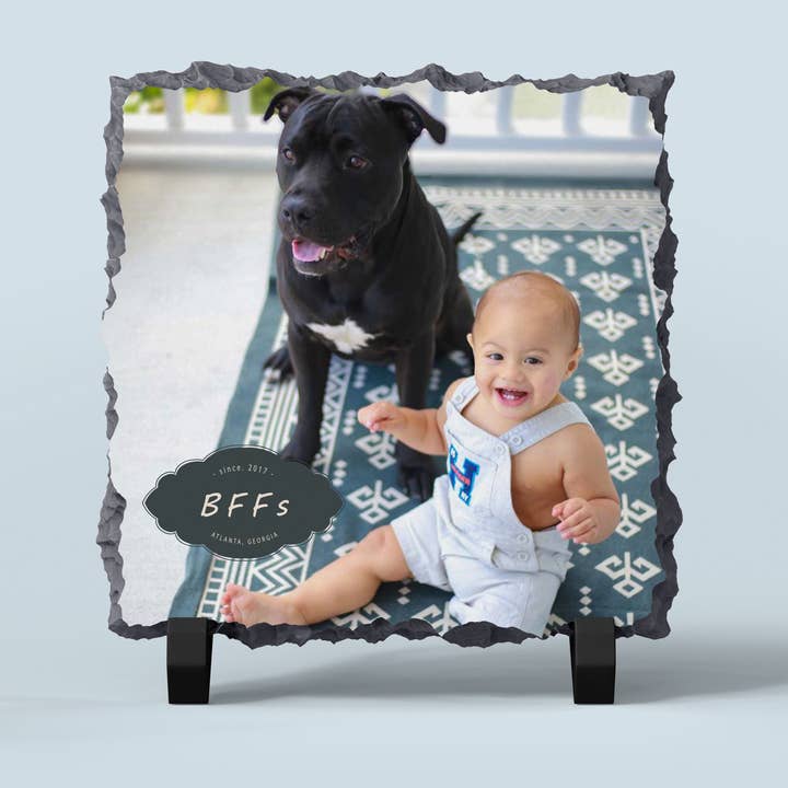 Custom Rock Stone Slate with Display Stand - Size 5.6 x 5.6 for wholesale by TDWholesale