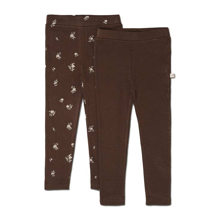 Organische Leggings - Set van 2 - Berken + Donkerbruin voor wholesale door Makemake Organics