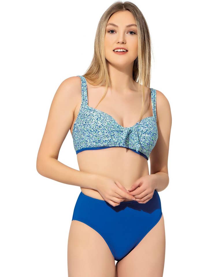 Argisa Colorful Plus Size Bikini with Bow sax for wholesale by Argisa