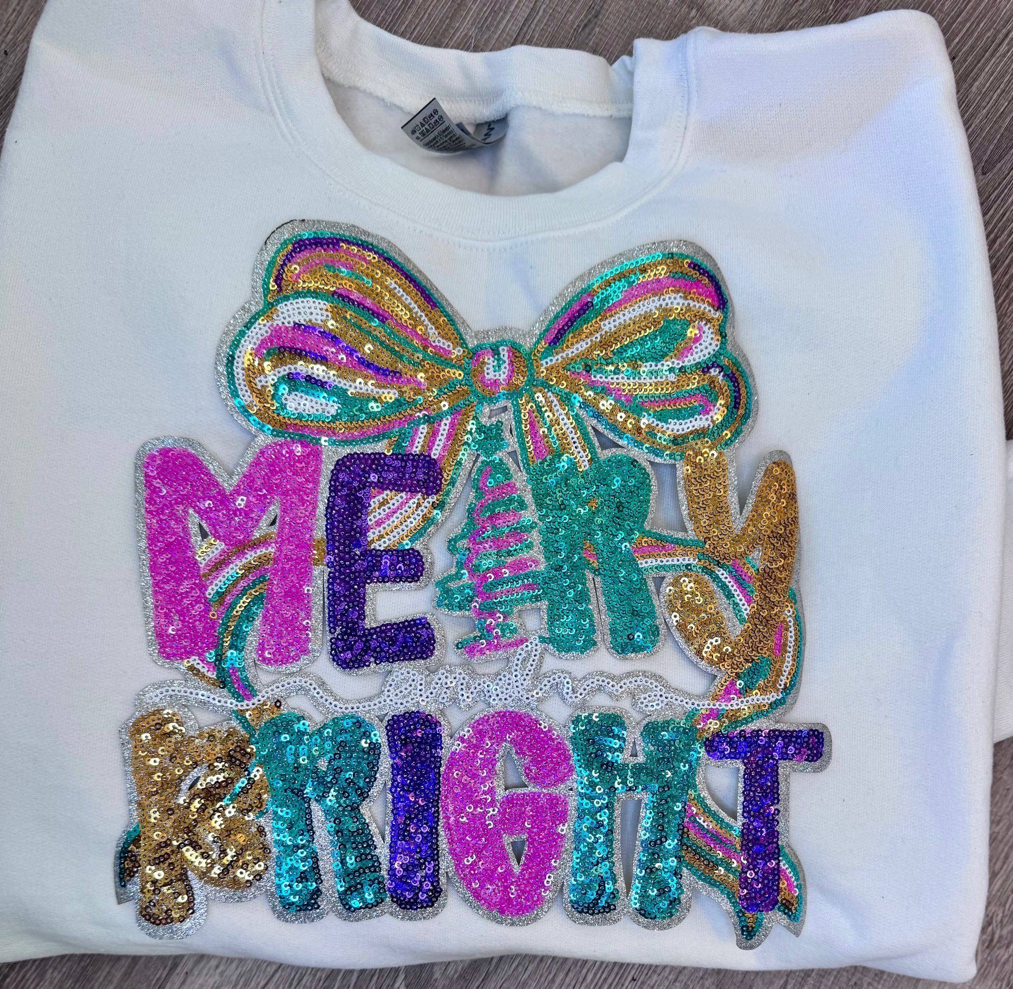 sequinandstiches - Wholesale Patch - Merry and Bright Sequin Patch: Iron-On Christmas Applique - 10 inch2