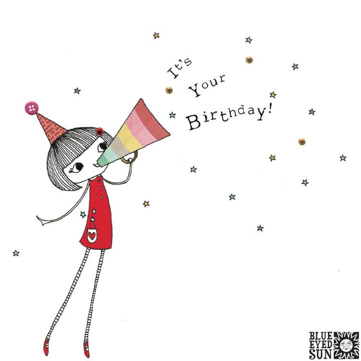 Birthday Megaphone - Doodle Girl for wholesale by Blue Eyed Sun