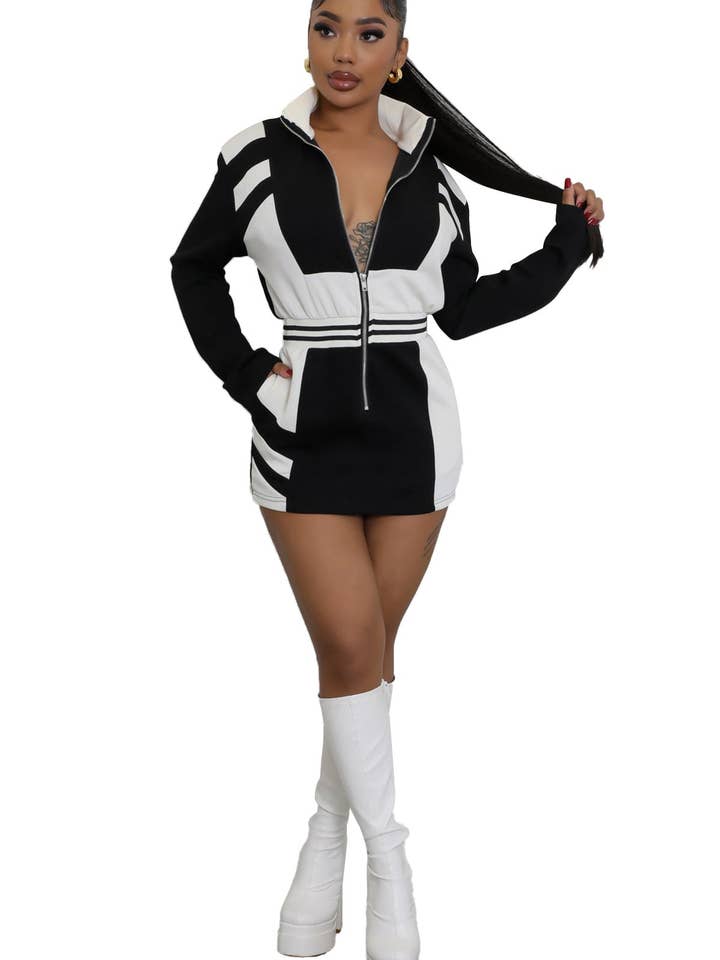 Black WOMEN FASHION LONG SLEEVE MIDI DRESS for wholesale on Faire