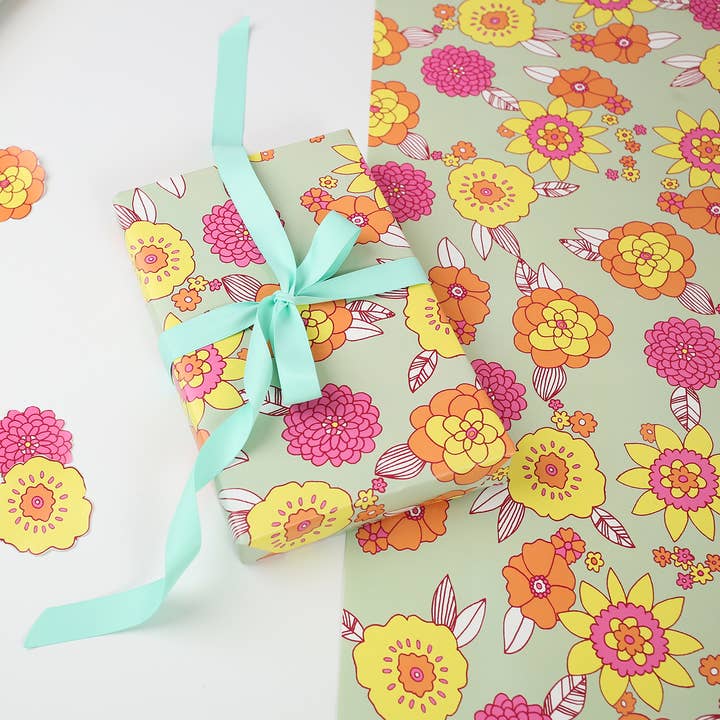 You've Got Pen On Your Face - Wholesale Wrapping Paper Roll - Rolls of Gift Wrap | Wrapping Paper Rolled | Retro | Floral13