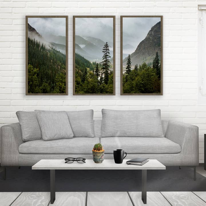 Mountain Valley Colorado Triptych, stor lærred vægkunst eller 3 udskrifter for engroshandel hos lostkatphoto