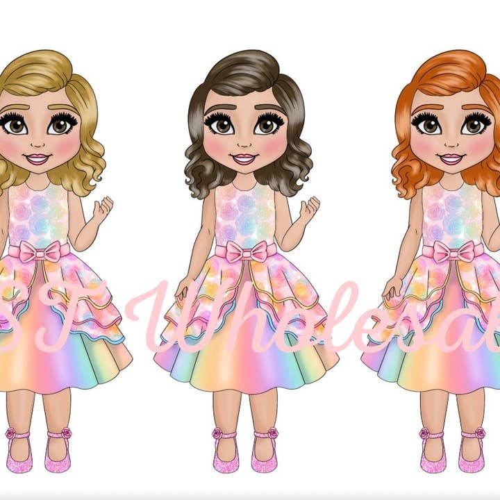 RST Prints - Wholesale Doll - Kids - UV DTF - Birthday Dolly (Hair down & Brown Eyes)