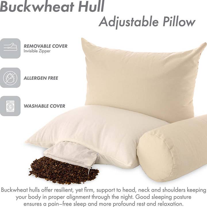 Husband Pillow - Wholesale Bedding pillow - Organic Buckwheat Hull Bed Pillow - Stress And Neck Tension Relief - Bed Pillow, Cream26