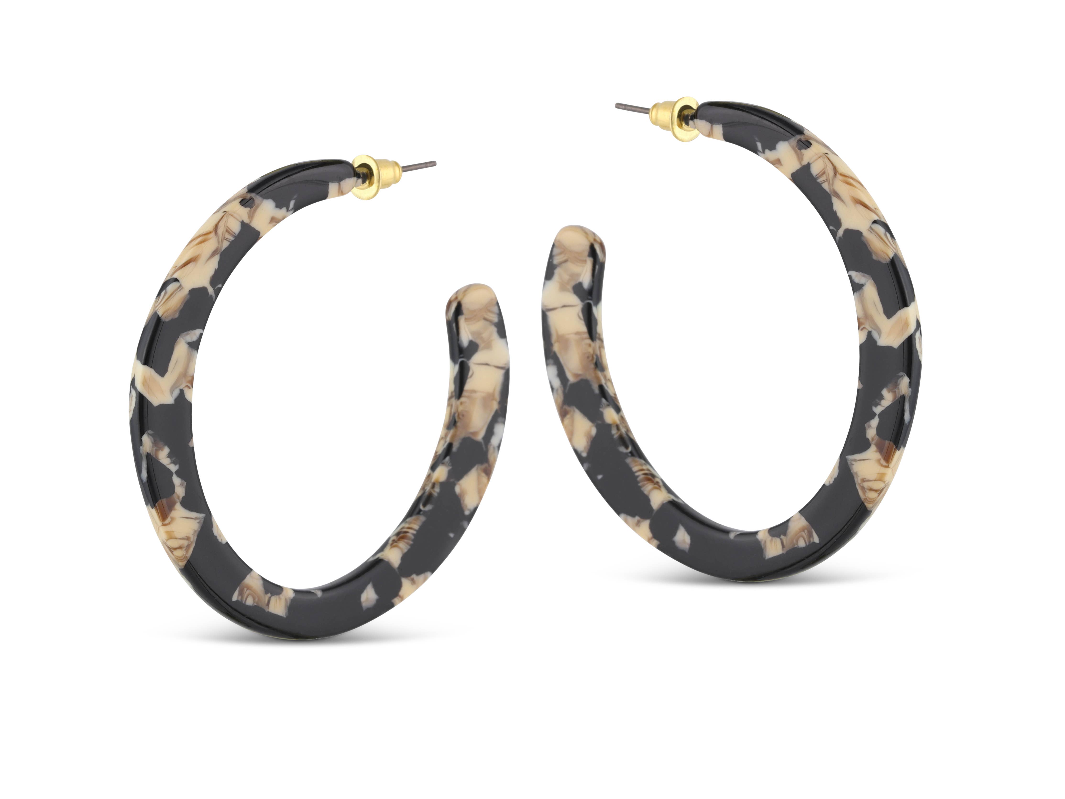 Big Metal London – wholesale Hoop earrings – Olivia Semi Cut Out Resin Hoop Earrings2