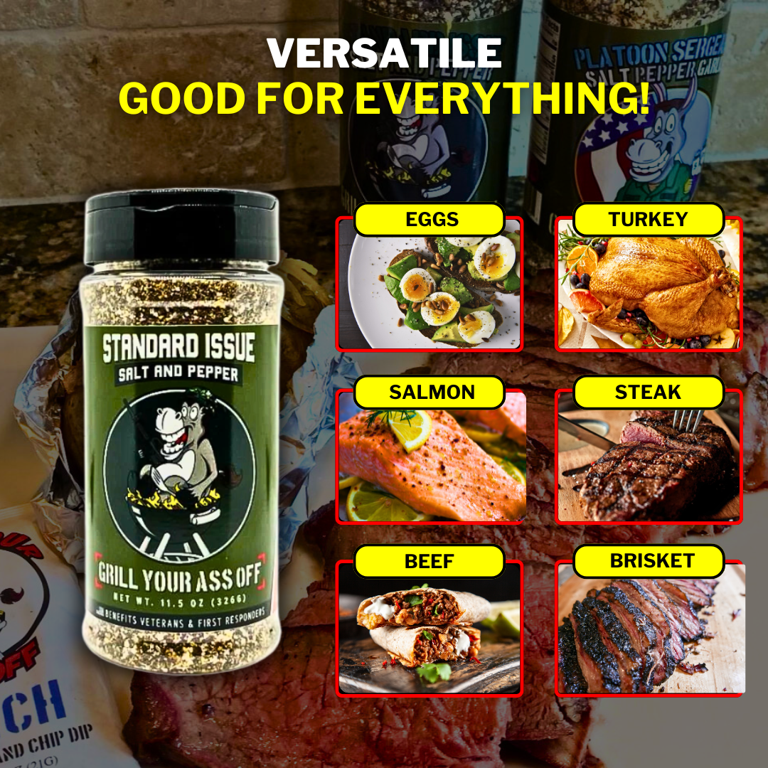 Grill Your Ass Off - Spices, Rubs, Seasonings, Sauces, Jerky - Wholesale Salt & Pepper Mix - Standard Issue Salt & Pepper Seasoning - Spice Blend, BBQ2