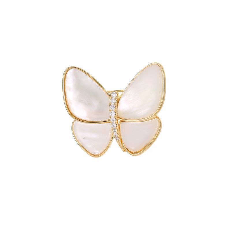 Perimade & Co. LLC - Wholesale Brooch - Mother Of Pearl Butterfly Statement Brooch in Solid Copper4
