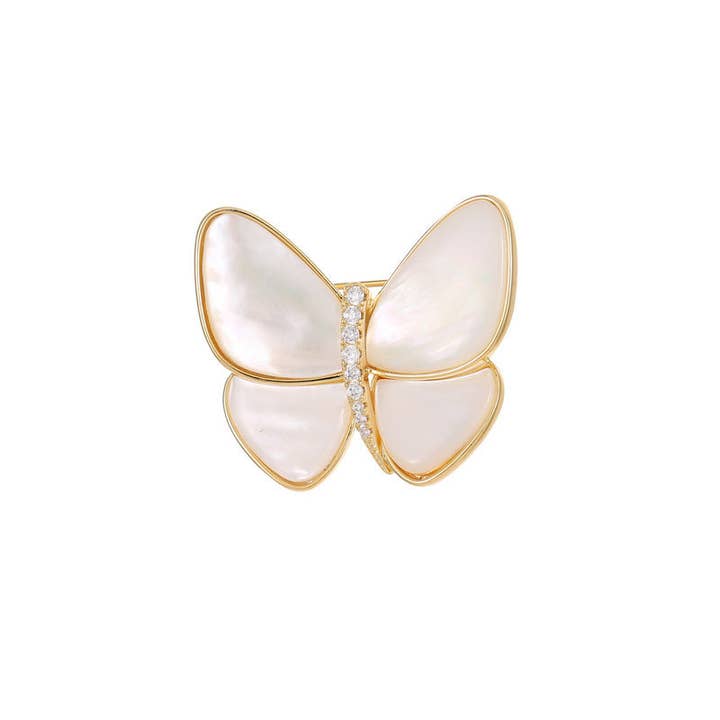 Perimade & Co. LLC - Wholesale Brooch - Mother Of Pearl Butterfly Statement Brooch in Solid Copper4