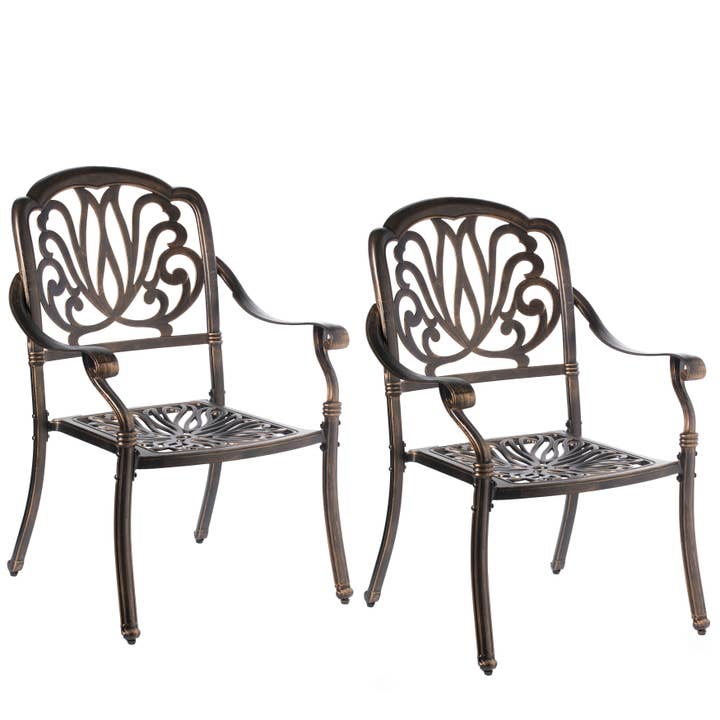 Quickway Imports - Wholesale Patio set - Indoor and Outdoor Bronze Dinning Set 2 Chairs with 1 Table