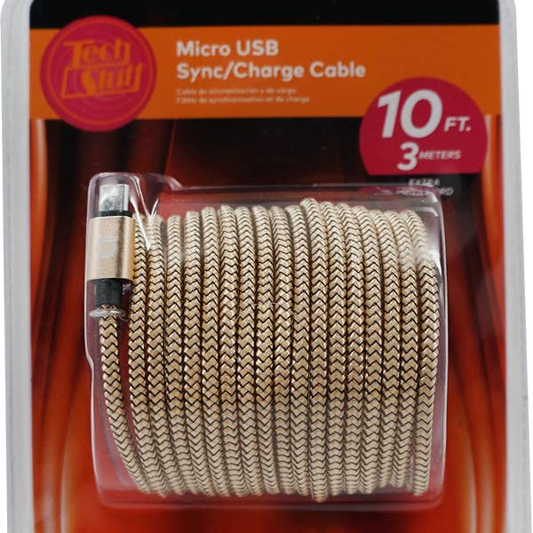 MICRO USB SC CORD, OVAL PKG CLAMSHELL 10FT/3M - CASE OF 24 for wholesale by iTech361