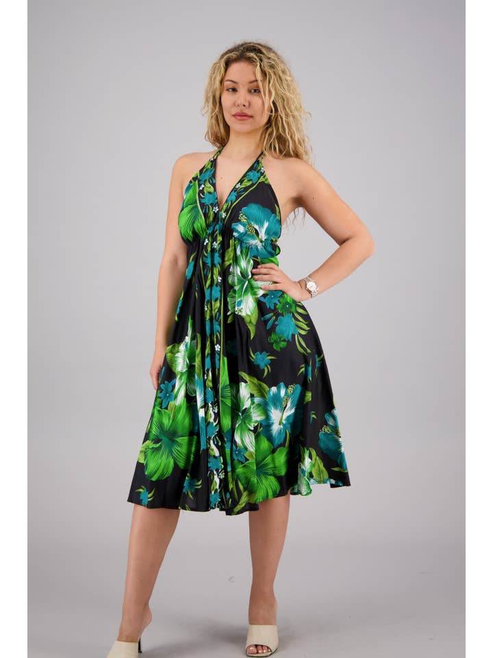 Advance Apparels – Vestido - Mulher por atacado – Vestido Cachecol Estampado Halter Top Floral 1973-WHT3