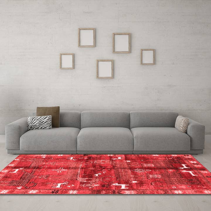 Machine Washable Animal Red Traditional Area Rugs for wholesale by Ahgly