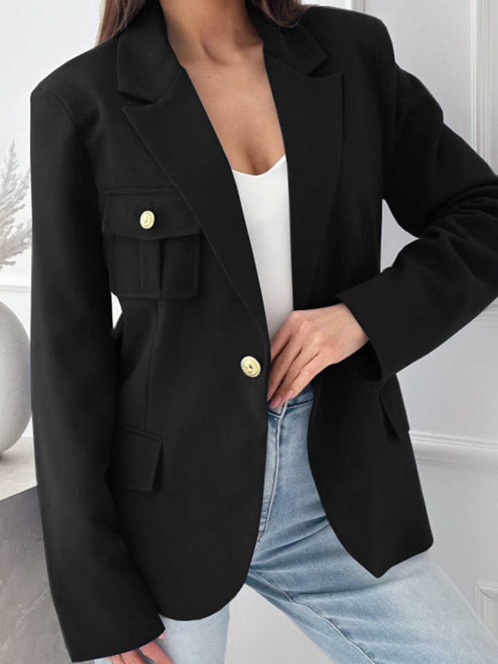 Lily Clothing - Wholesale Blazer - Women's - SOLID COLOR LONG-SLEEVED DOUBLE-BREASTED SUIT