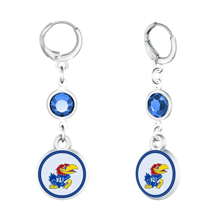 Créoles pendantes en perles des Kansas Jayhawks de la NCAA pour la vente par Simran International