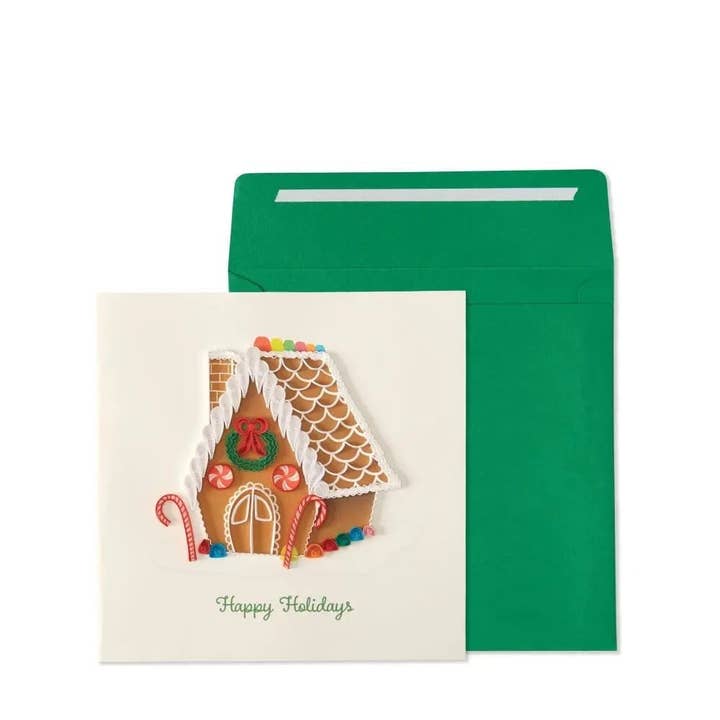 Quilled Gingerbread House Single Christmas Card for wholesale by NIQUEA.D
