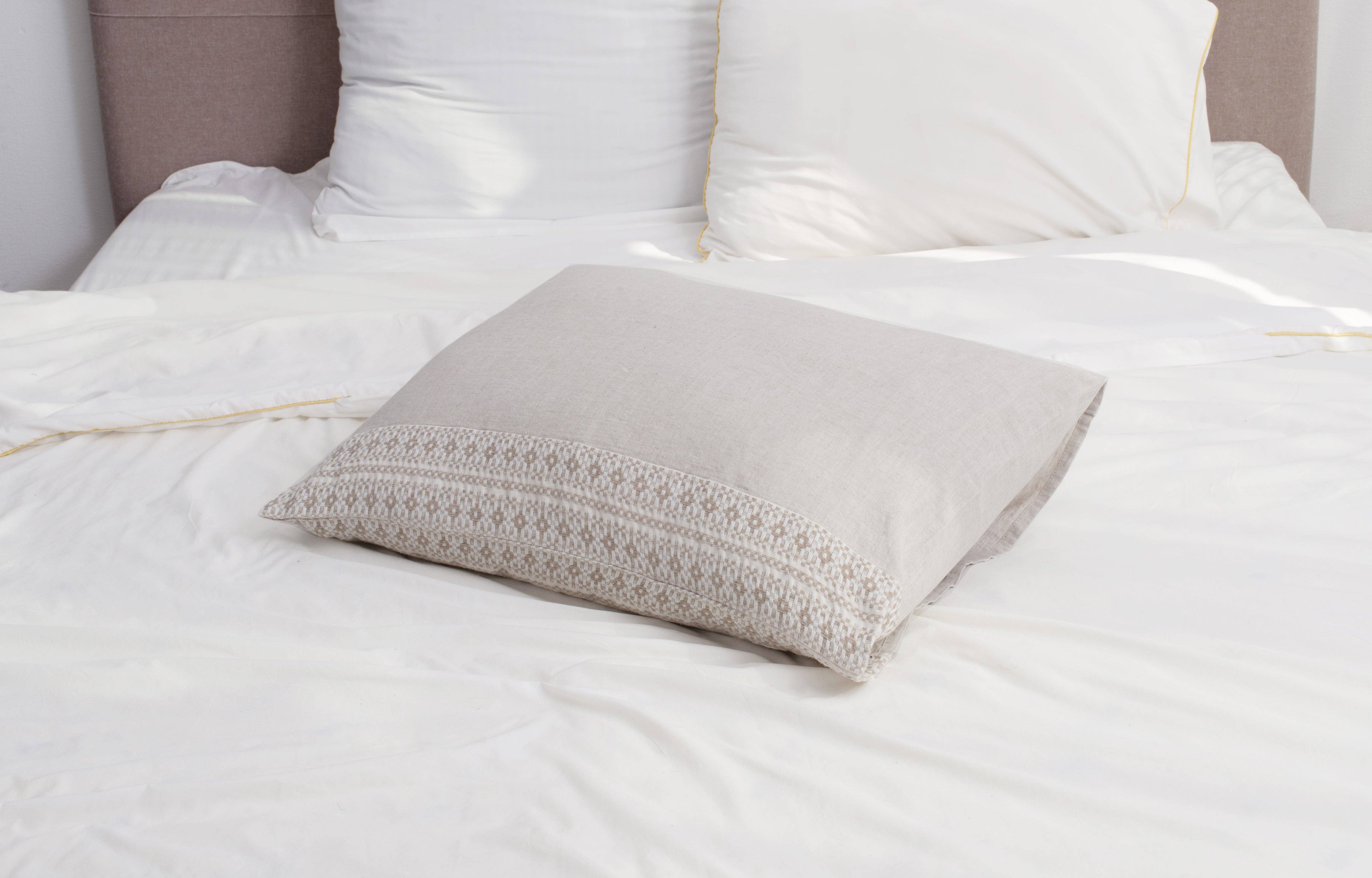 LinenQ – wholesale Bedding pillowcase/sham – Natural linen Pillowcase with lace - Standard size2