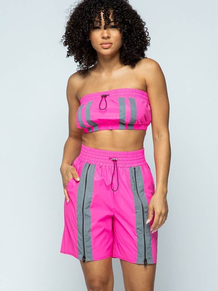 Cropped Mini Tube Top/lined Thigh Length Shorts Set for wholesale by Fashion Quality Boutik