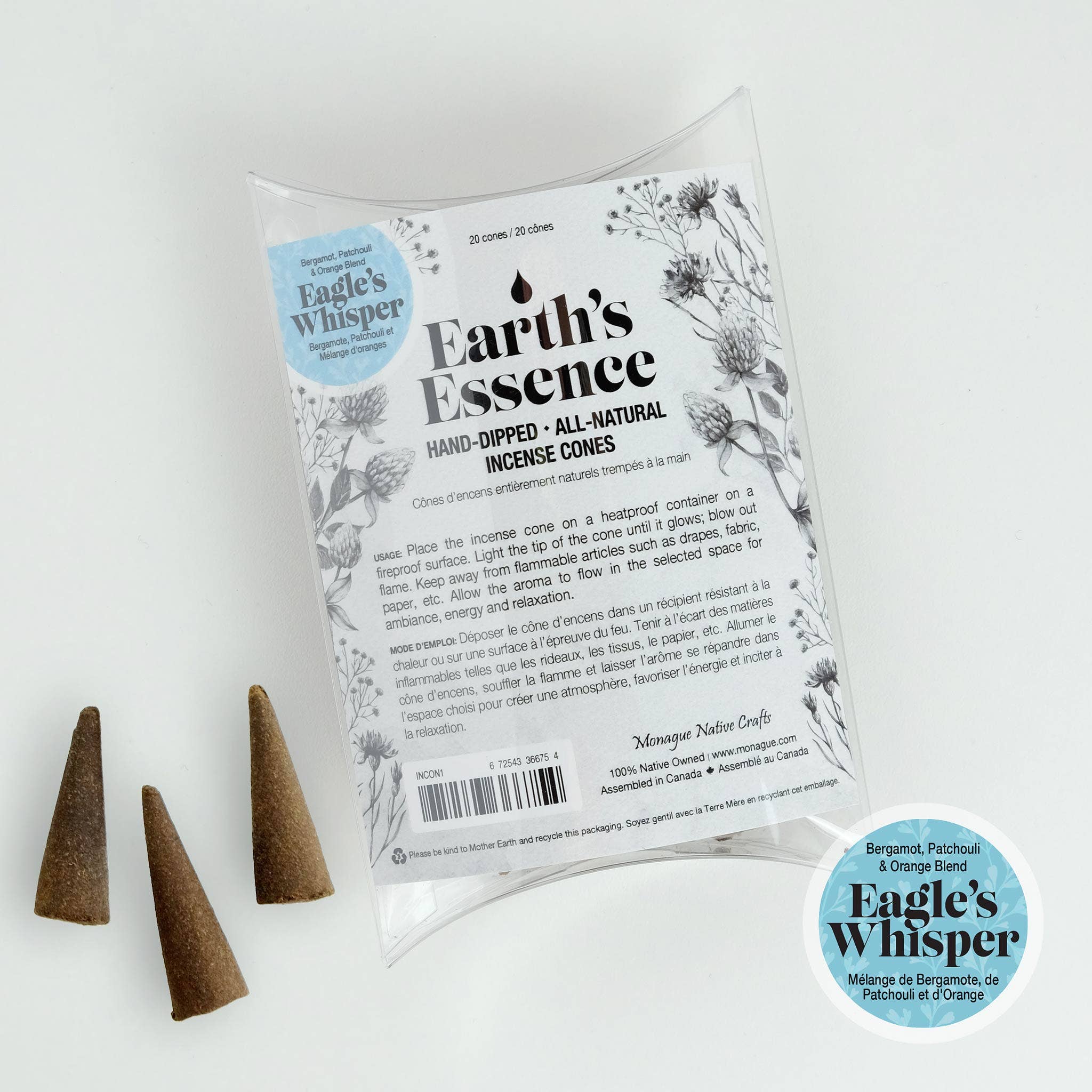 Monague Indigenous Crafts & Gifts – wholesale Rökelse – Rökelsekon - Örnens viskning - Earth's Essence Collection0