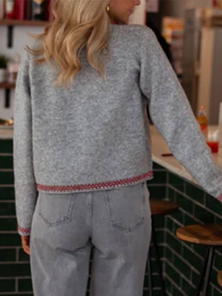 Gray Button-Front Knit Cardigan for wholesale on Faire9