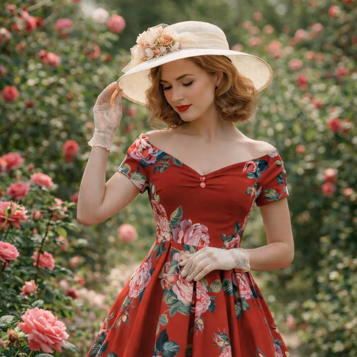 Lily Scarlet Rose Vintage Swing Dress for wholesale by Dolly & Dotty
