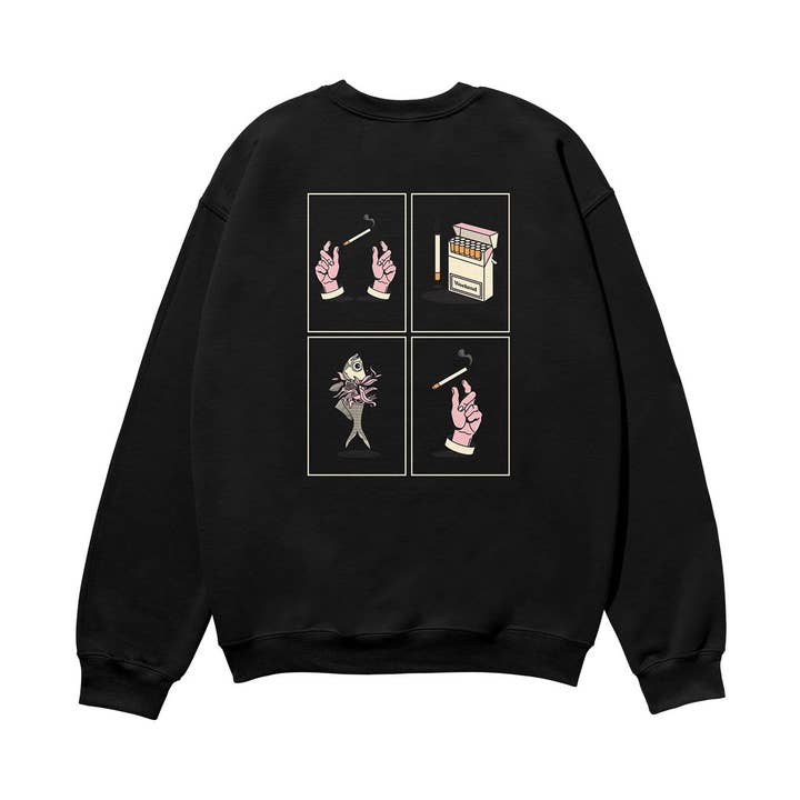 Camisola de Algodão Orgânico Weekend Cigarettes Heavyweight Preta por atacado de Weekend Concept