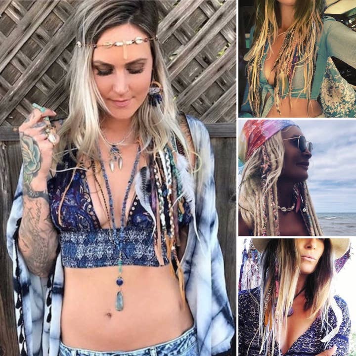 Sea Gypsy Designs - Wholesale Hair Clip - Women's - Bohemian Rag-Rug GYPSYDREADS clip-in 9