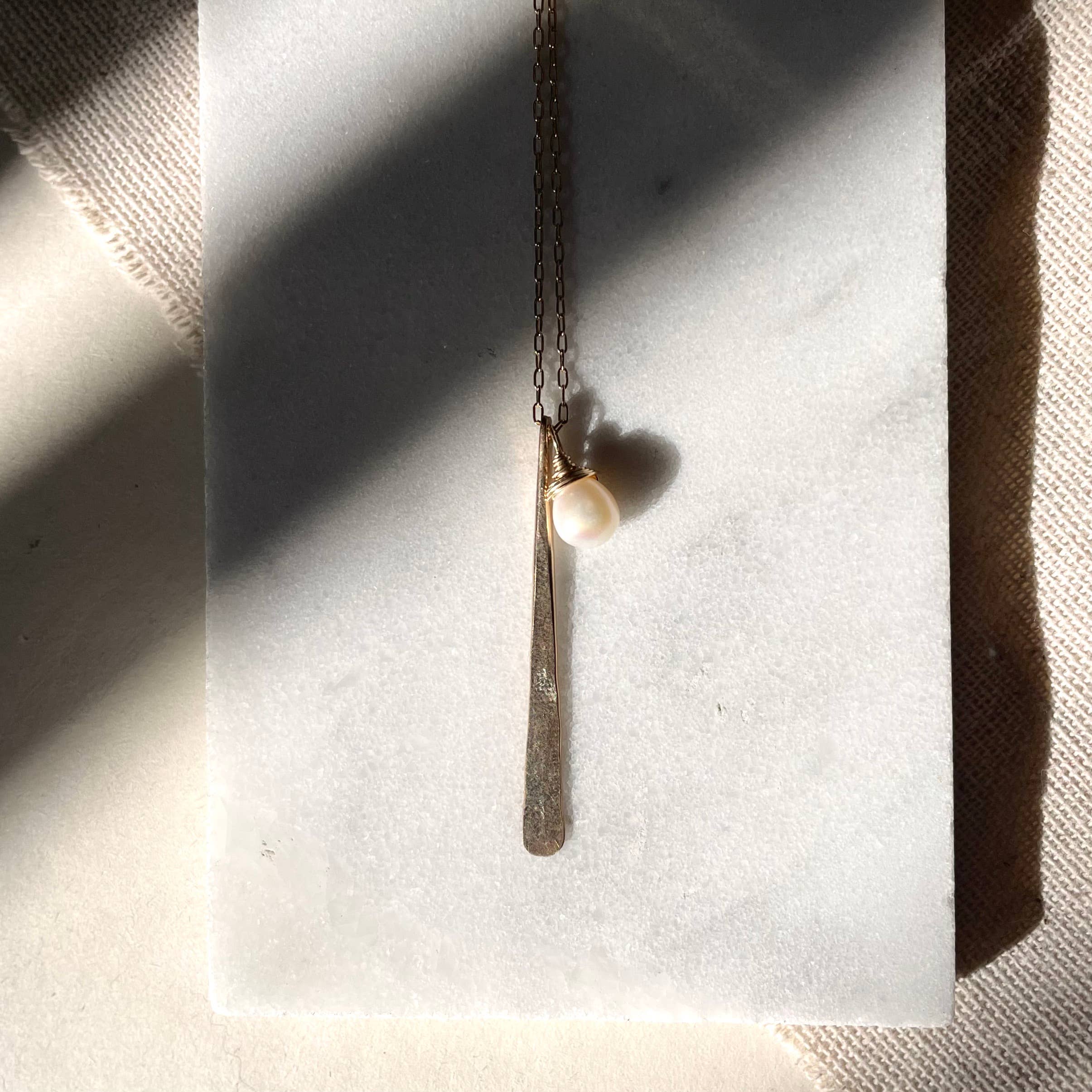 Elysium Jewelry - Wholesale Pendant/Charm Necklace - Hammered Stick and Stone Necklace1