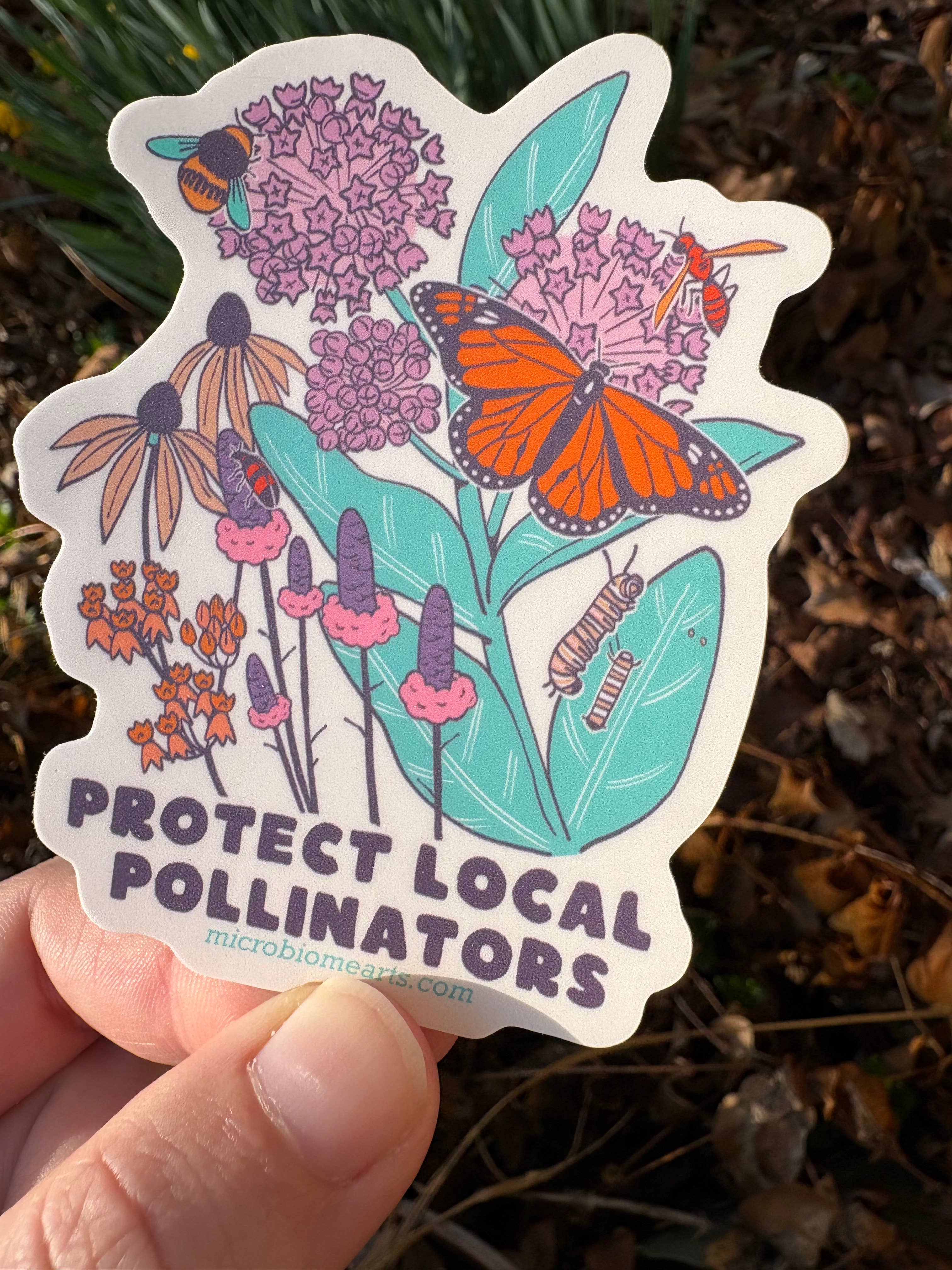 Microbiome Arts - Wholesale Sticker - Protect Local Pollinators 3” Sticker 1