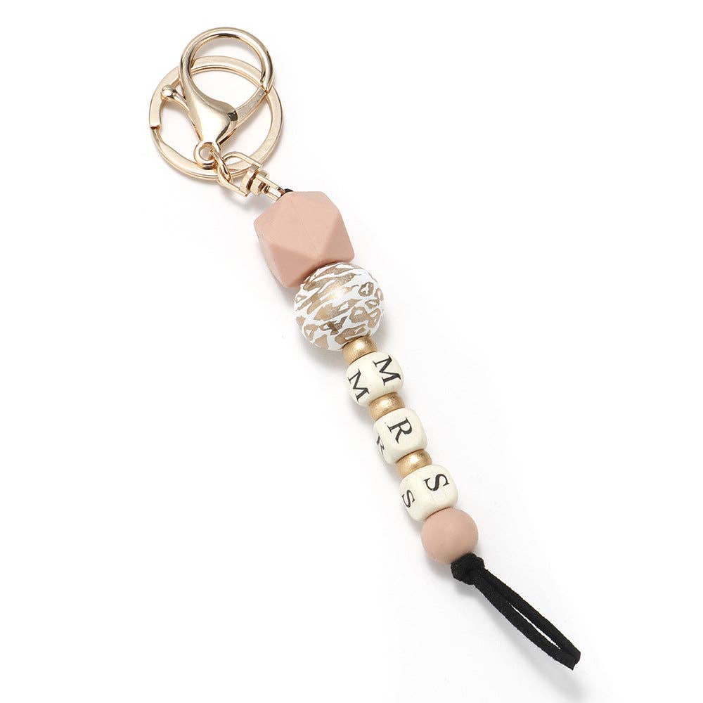 Mio Queena – wholesale Nyckelringar - Dam – Bohemisk stil silikon trä pärlstav nyckelring | Prydnad8
