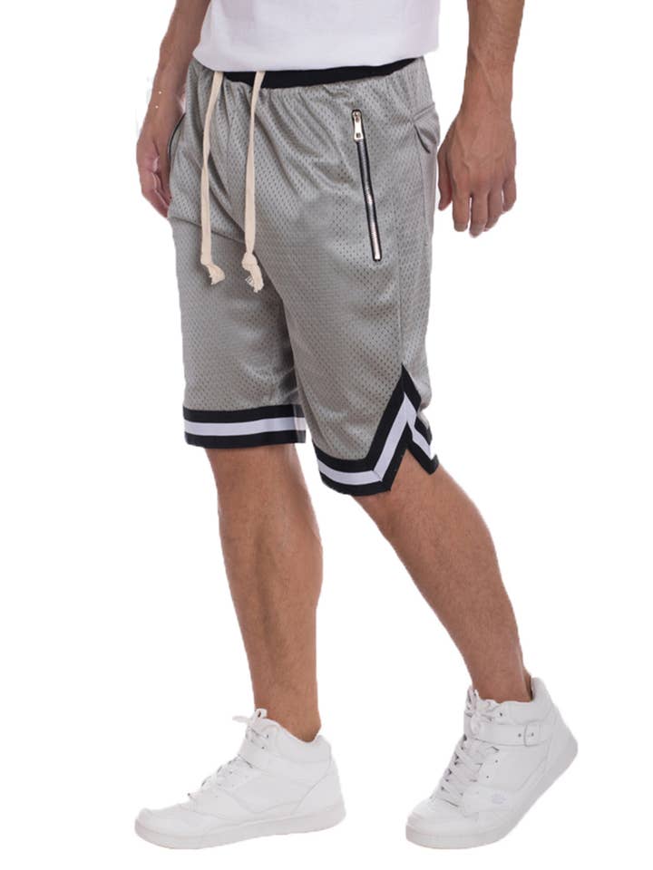 WEIV - Wholesale Athletic Shorts - Men's - Mesh Solid Striped Waist Basketball Shorts9