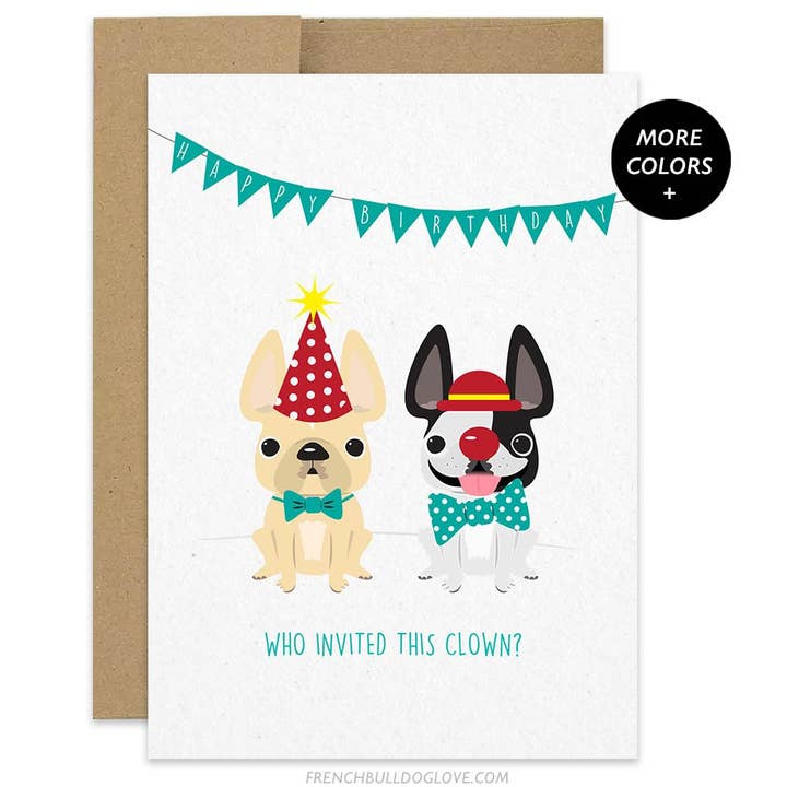 French Bulldog Love – wholesale Birthday card – This Clown - Birthday Card