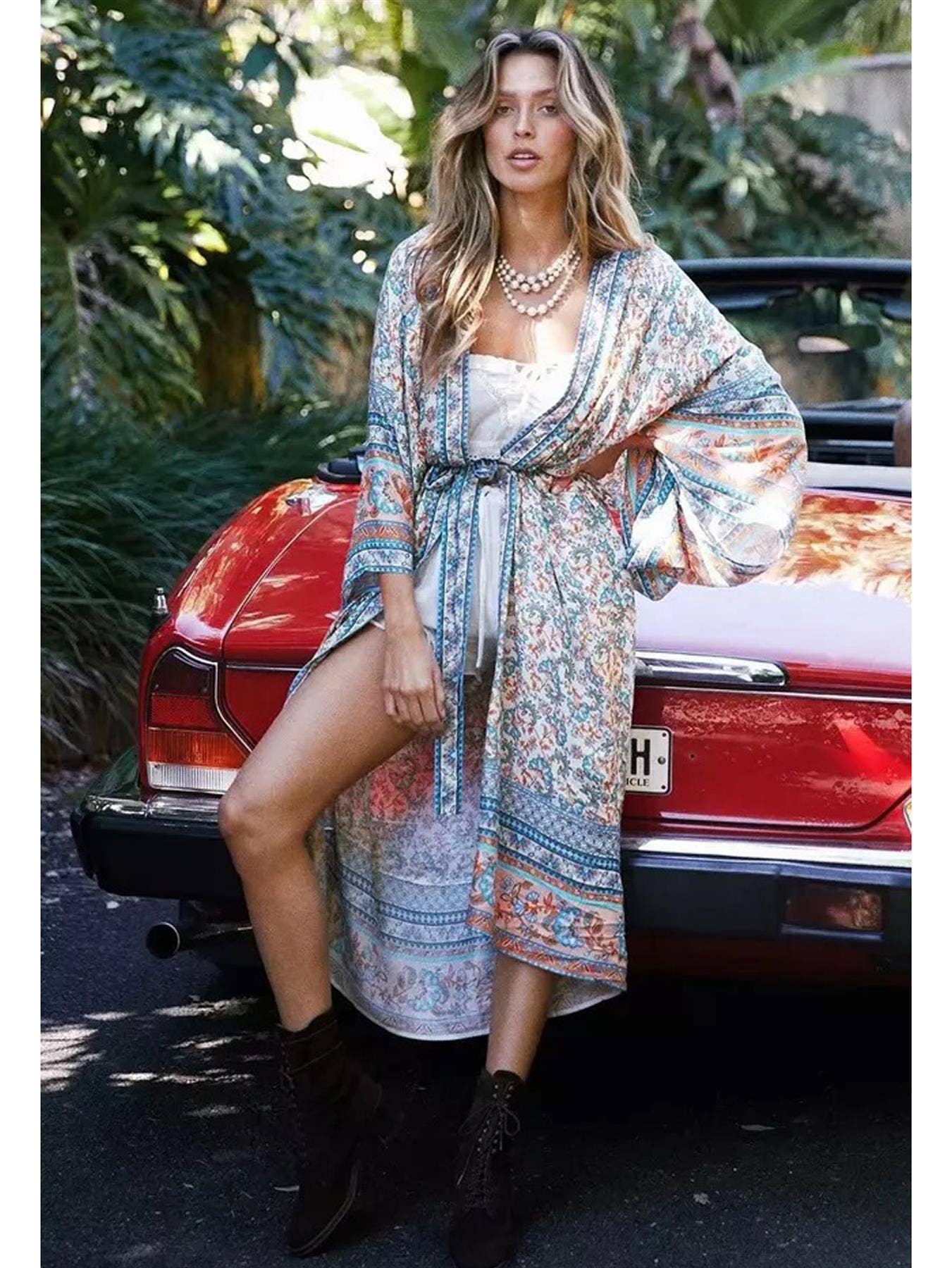 FS Collection – wholesale Kimono – Women's – Relaxed Cotton Kimono In Blue Floral1