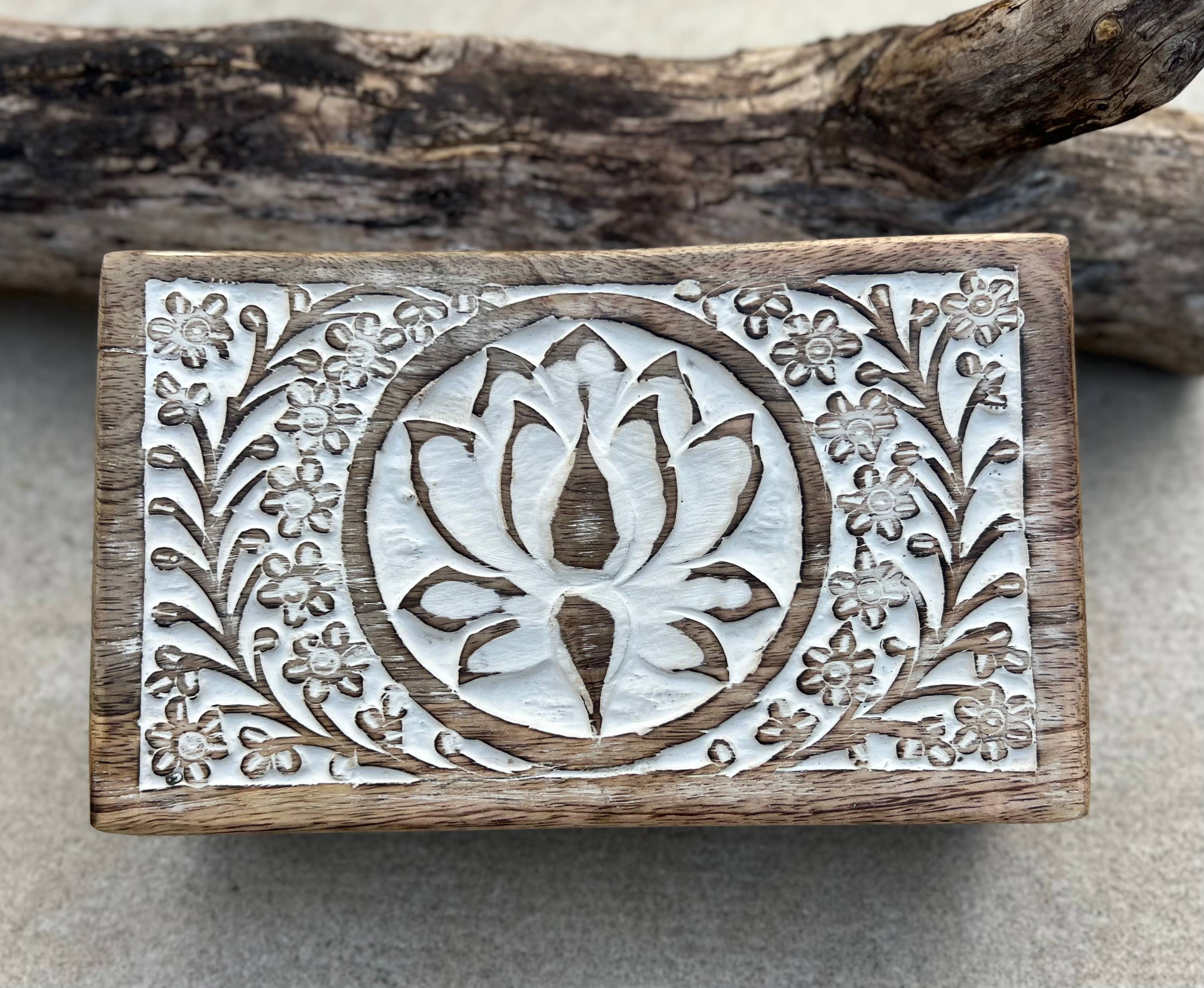 Lungta Imports - Wholesale Jewelry Box/Organizer - Hand Carved Lotus Wooden Box Keepsake Jewelry Watch Storage17