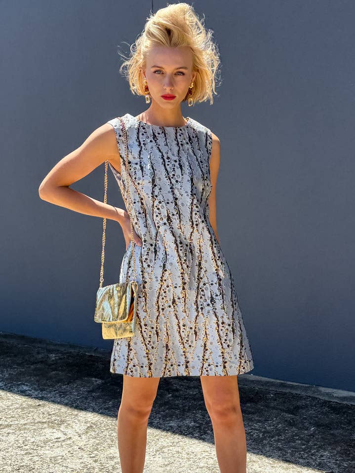 hoss Celine Robe droite en brocart - gris canon pour la vente par HOSS