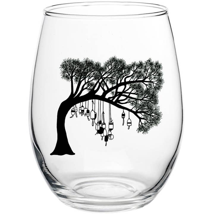 Buoy Tree 15oz Stemless Wine Glass for wholesale by Salty Raven Glassware