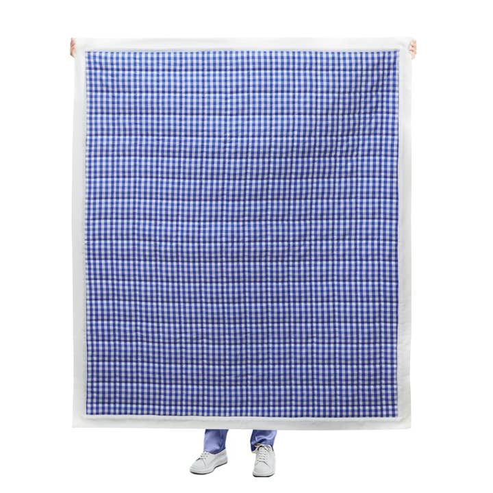 Amore Beauté - Wholesale Quilt - Blue White Gingham Cotton Quilt and Shams, Multiple Sizes