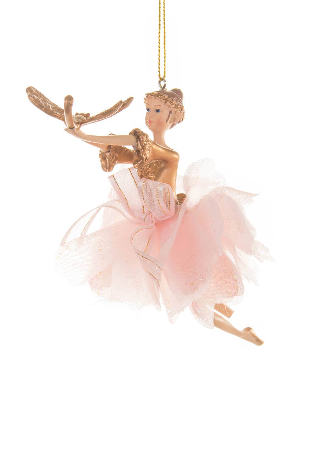 Starlight Collection - Wholesale Ornament - Pink/Gold Fairy Ballerina Ornament with Dragonfly0