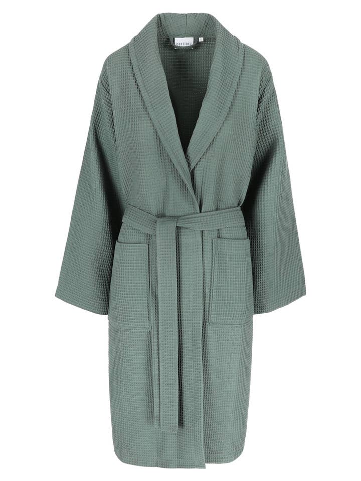 Casilin - Wholesale Robe - Unisex - Waffle Cotton - Sauna Bathrobe - Dark Green