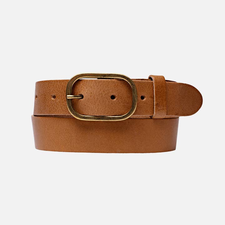 Amsterdam Heritage Leather Belts, Bags, Jackets & Apparel - Wholesale Belt - Women's - Marin | Gold Oval Buckle Design Statement Leather Belt Women23