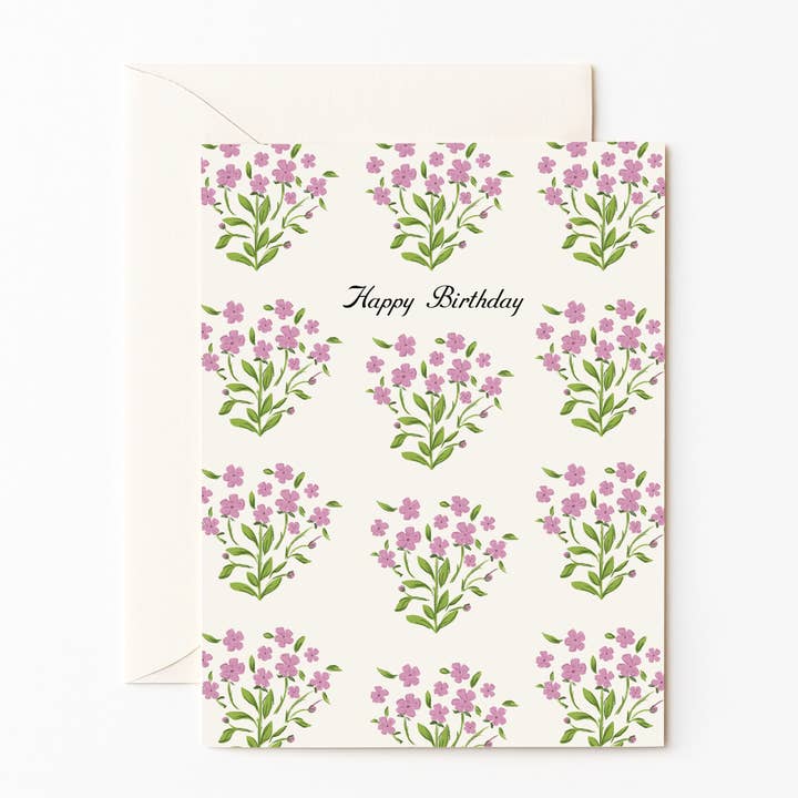 Happy Birthday Block Print Card for wholesale by Olive and Lu Paper