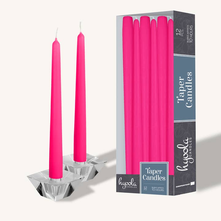 Fuschia Taper Candles - 12 Inch - 12 Pack for wholesale by Hyoola Candles