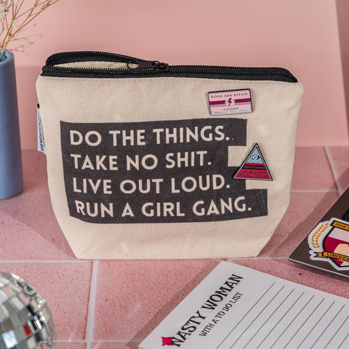 SHEWOLF Designs - Wholesale Makeup/Cosmetic Bag - Pouch: Run a Girl Gang — Fun Gift for Friends & Galentine's2