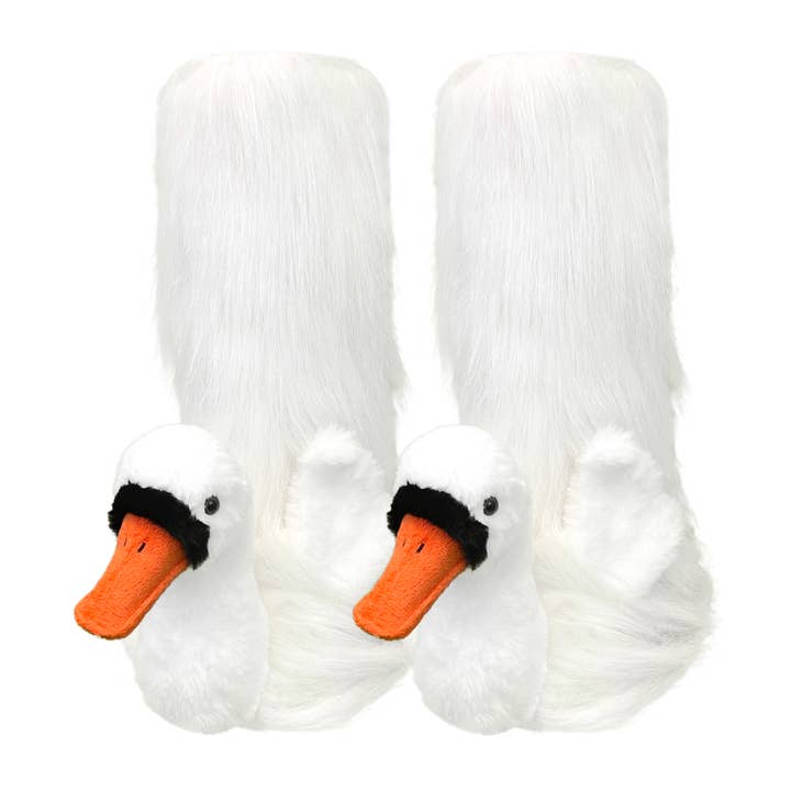 Sweetpea Swan | Meias Chinelos de Peluche Antiderrapantes para Crianças por atacado de Oooh Yeah/Sock It Up/Oooh Geez Slippers