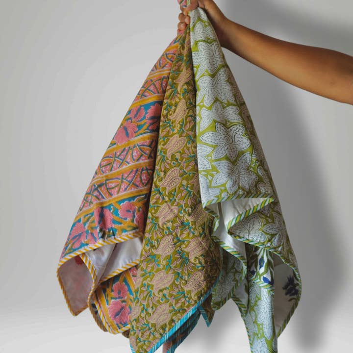 Annahmol - Wholesale Quilt - Kids & Baby - Wood Block Print Reversible Cotton Baby Blanket8